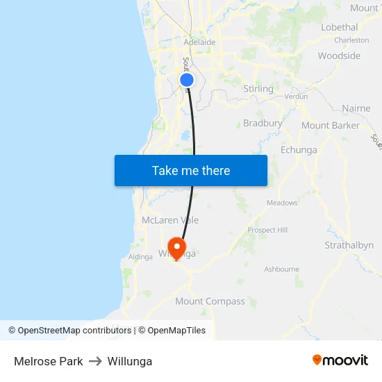 Melrose Park to Willunga map