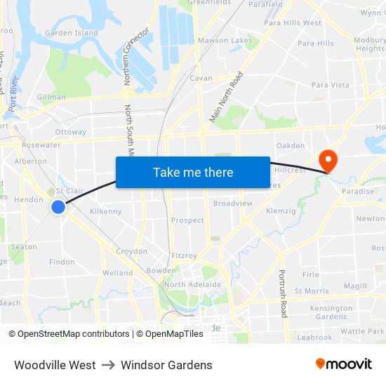 Woodville West to Windsor Gardens map