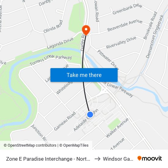 Zone E Paradise Interchange - North West side to Windsor Gardens map