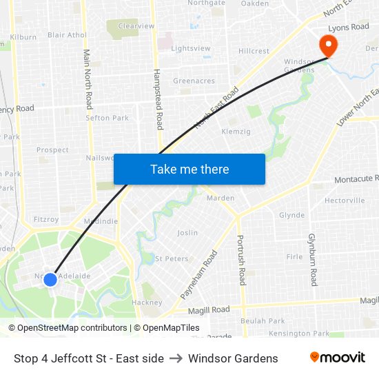 Stop 4 Jeffcott St - East side to Windsor Gardens map