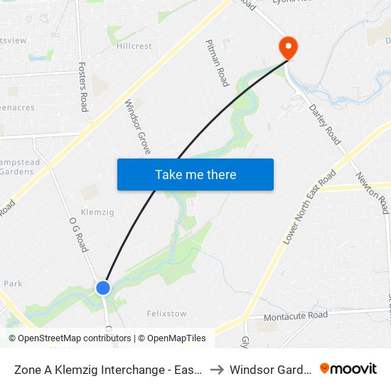 Zone A Klemzig Interchange - East side to Windsor Gardens map