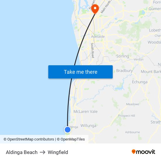 Aldinga Beach to Wingfield map