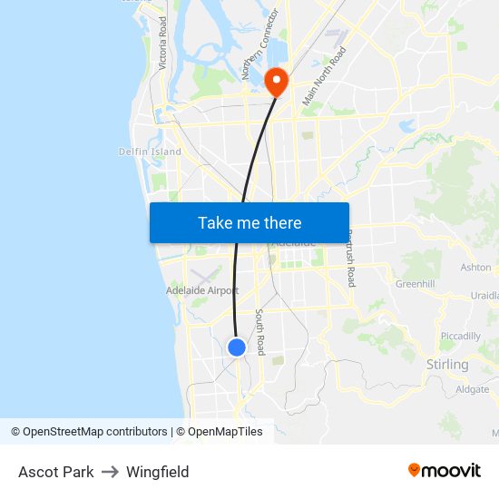 Ascot Park to Wingfield map