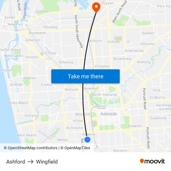 Ashford to Wingfield map