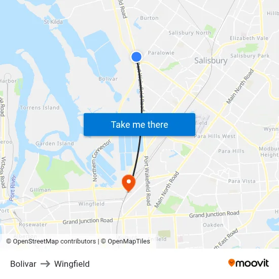 Bolivar to Wingfield map