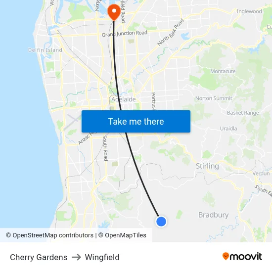 Cherry Gardens to Wingfield map