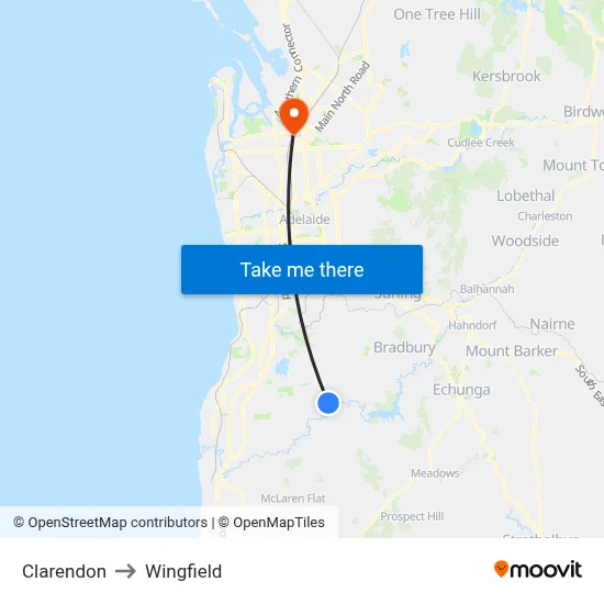 Clarendon to Wingfield map