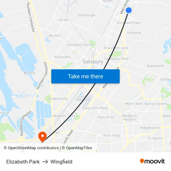 Elizabeth Park to Wingfield map