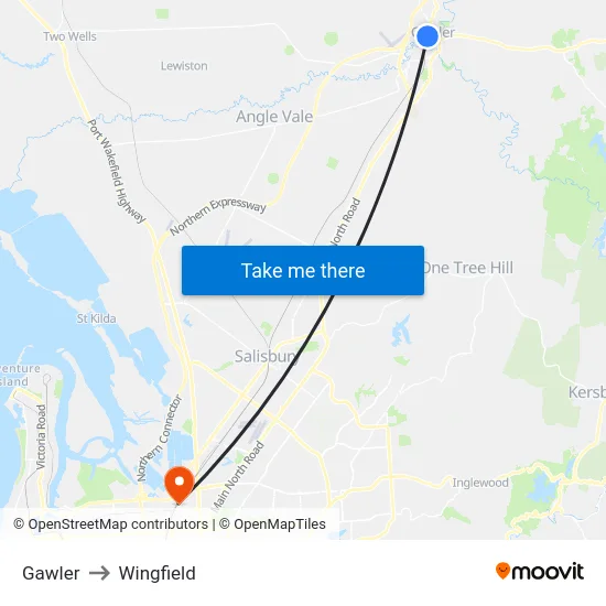Gawler to Wingfield map