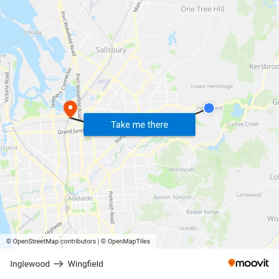Inglewood to Wingfield map