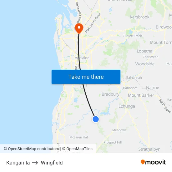 Kangarilla to Wingfield map
