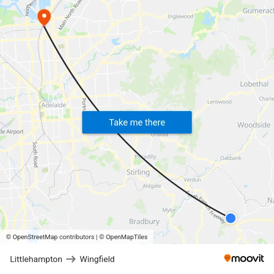 Littlehampton to Wingfield map