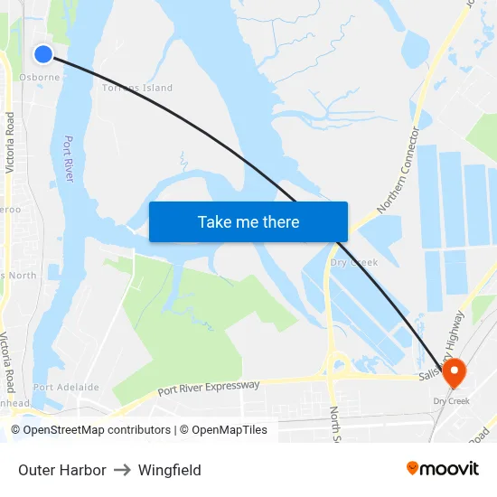 Outer Harbor to Wingfield map