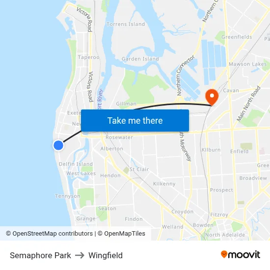 Semaphore Park to Wingfield map