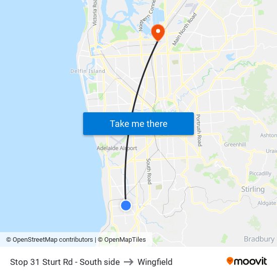 Stop 31 Sturt Rd - South side to Wingfield map