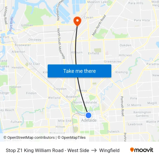 Stop Z1 King William Road - West Side to Wingfield map