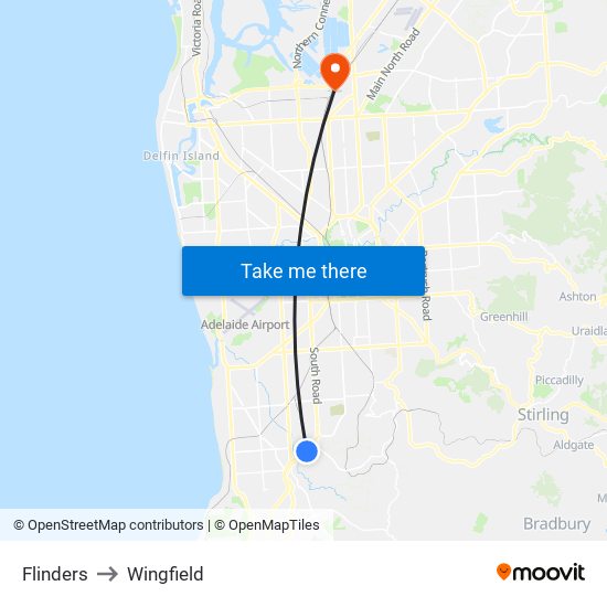 Flinders to Wingfield map