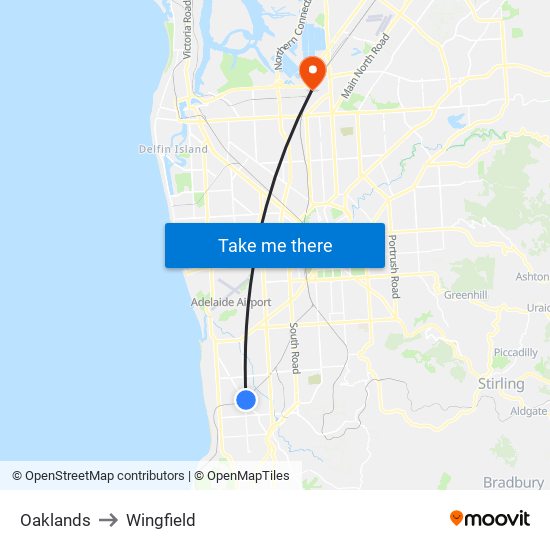 Oaklands to Wingfield map