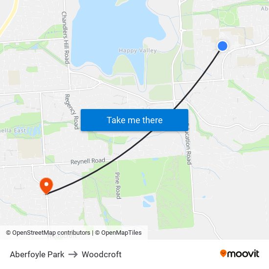 Aberfoyle Park to Woodcroft map