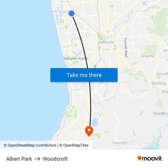 Albert Park to Woodcroft map