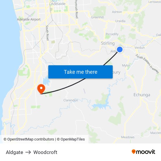Aldgate to Woodcroft map