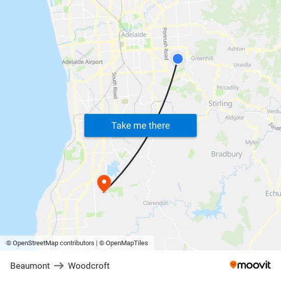 Beaumont to Woodcroft map