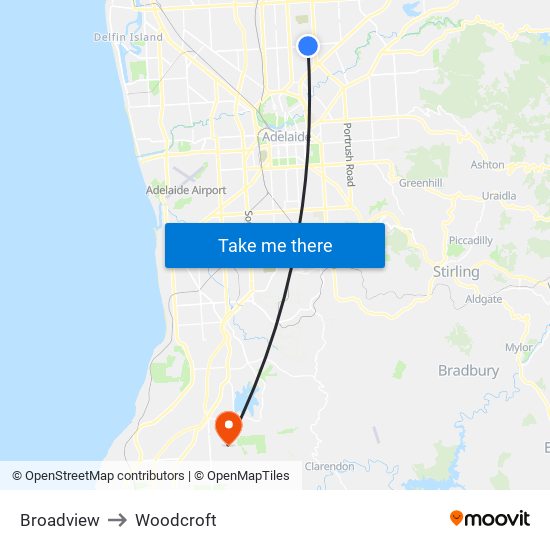 Broadview to Woodcroft map