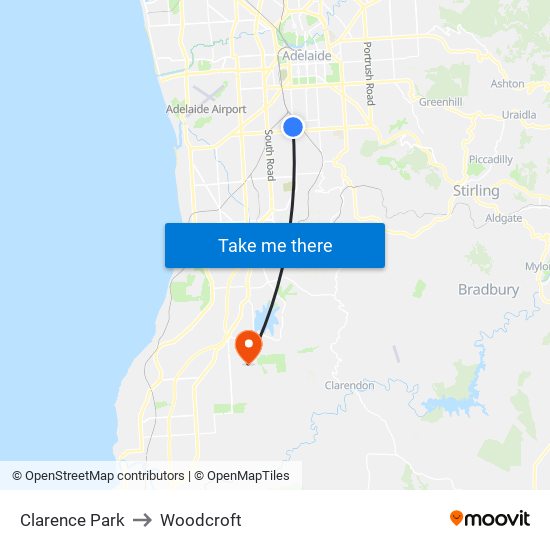 Clarence Park to Woodcroft map