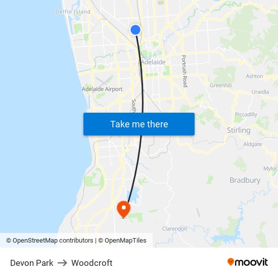 Devon Park to Woodcroft map