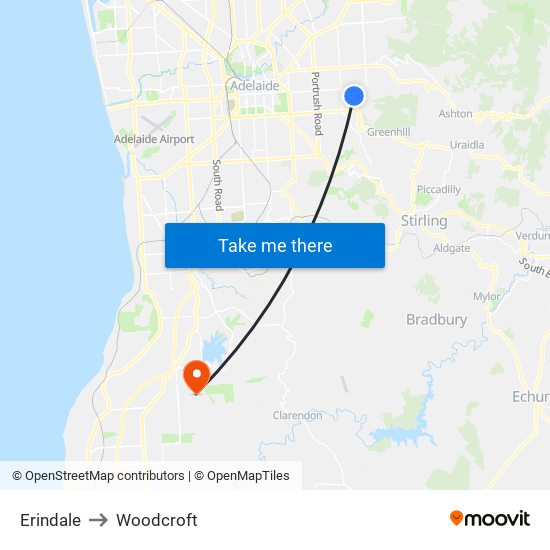 Erindale to Woodcroft map