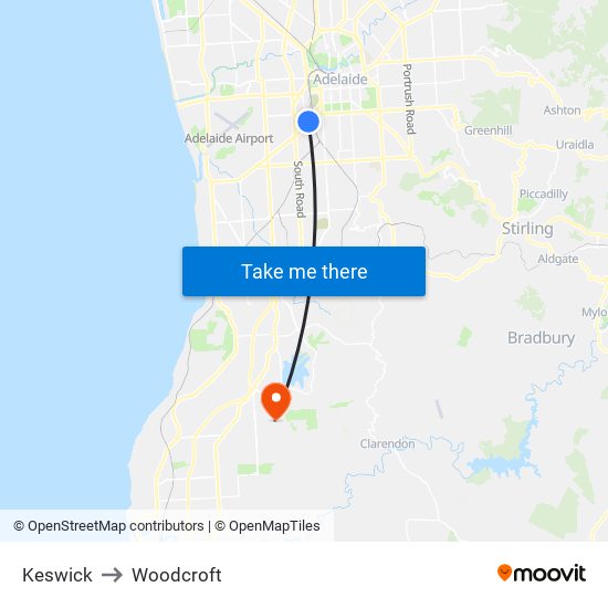 Keswick to Woodcroft map