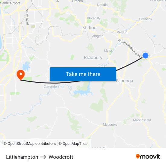 Littlehampton to Woodcroft map
