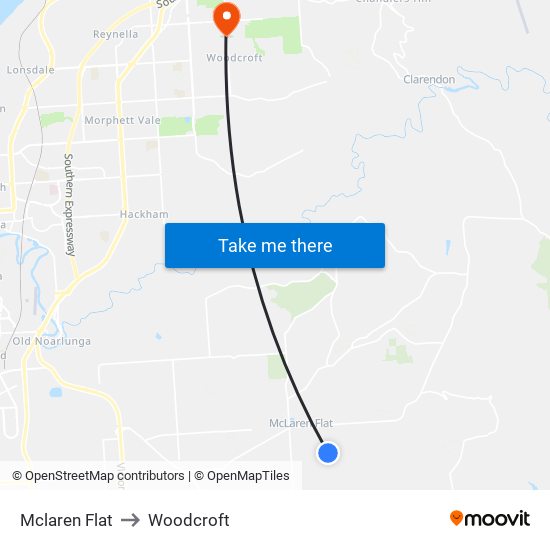 Mclaren Flat to Woodcroft map