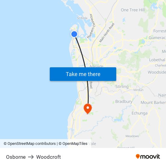 Osborne to Woodcroft map