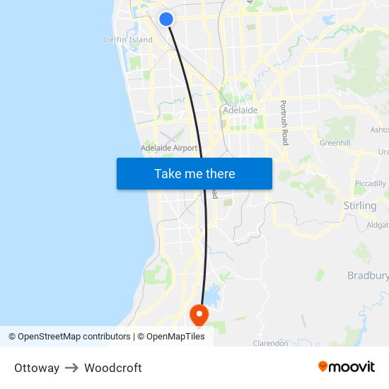 Ottoway to Woodcroft map