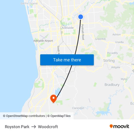 Royston Park to Woodcroft map