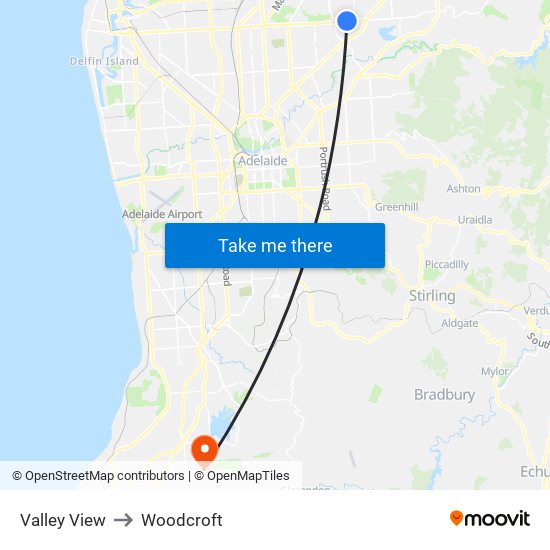 Valley View to Woodcroft map