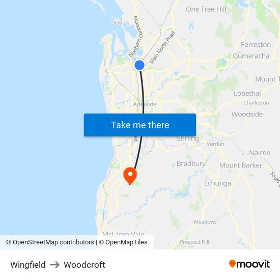 Wingfield to Woodcroft map