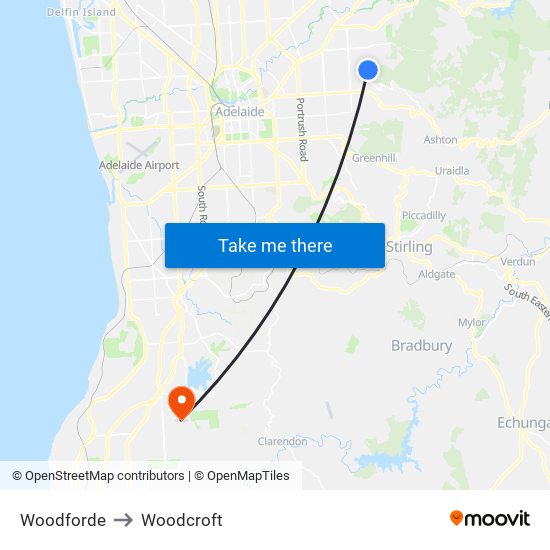 Woodforde to Woodcroft map