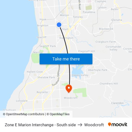 Zone E Marion Interchange - South side to Woodcroft map