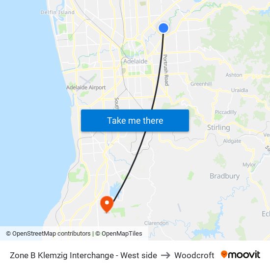 Zone B Klemzig Interchange - West side to Woodcroft map