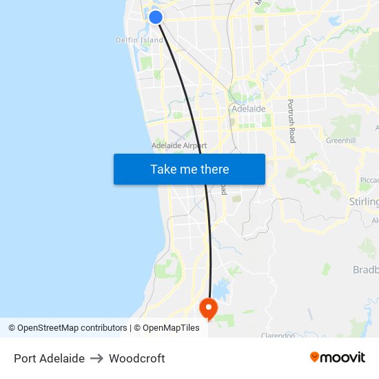 Port Adelaide to Woodcroft map