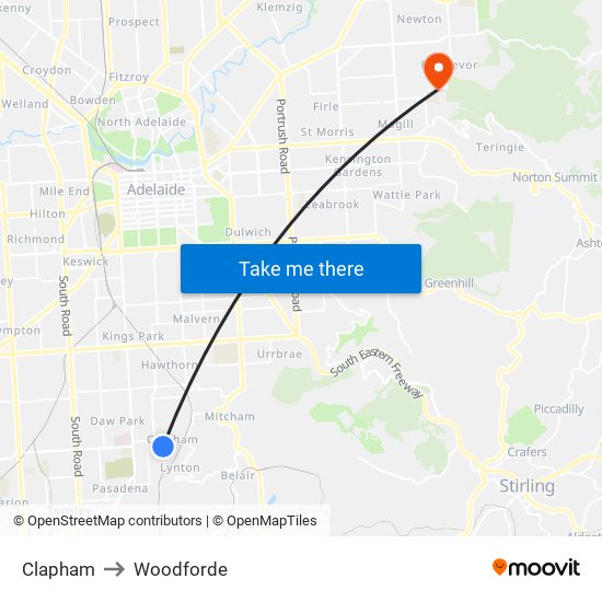 Clapham to Woodforde map