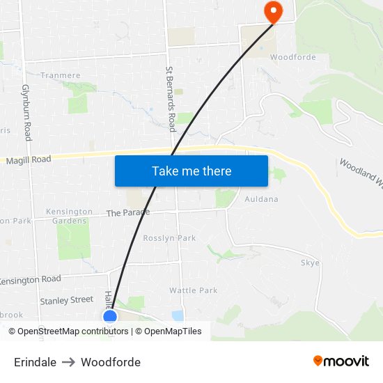 Erindale to Woodforde map