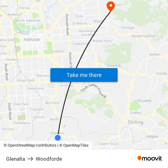 Glenalta to Woodforde map