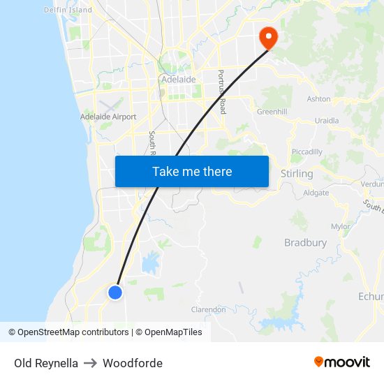 Old Reynella to Woodforde map