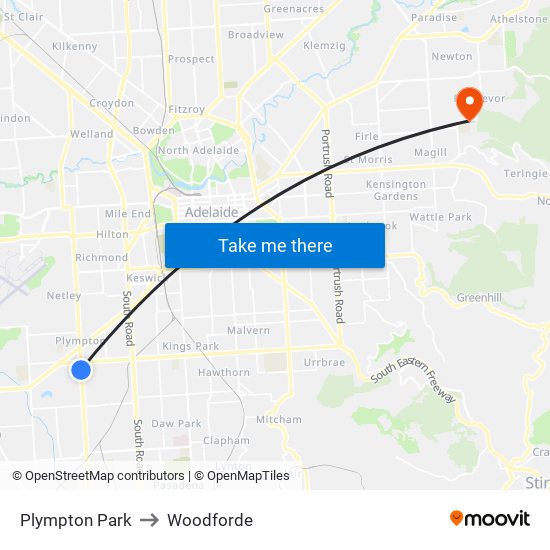 Plympton Park to Woodforde map