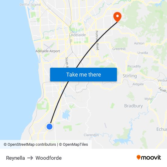 Reynella to Woodforde map