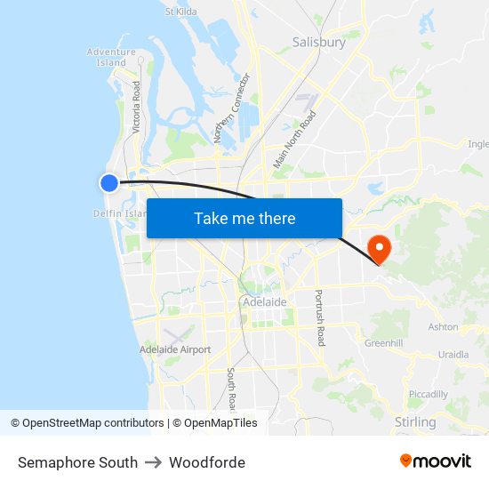 Semaphore South to Woodforde map