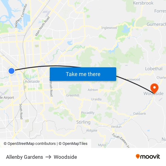 Allenby Gardens to Woodside map